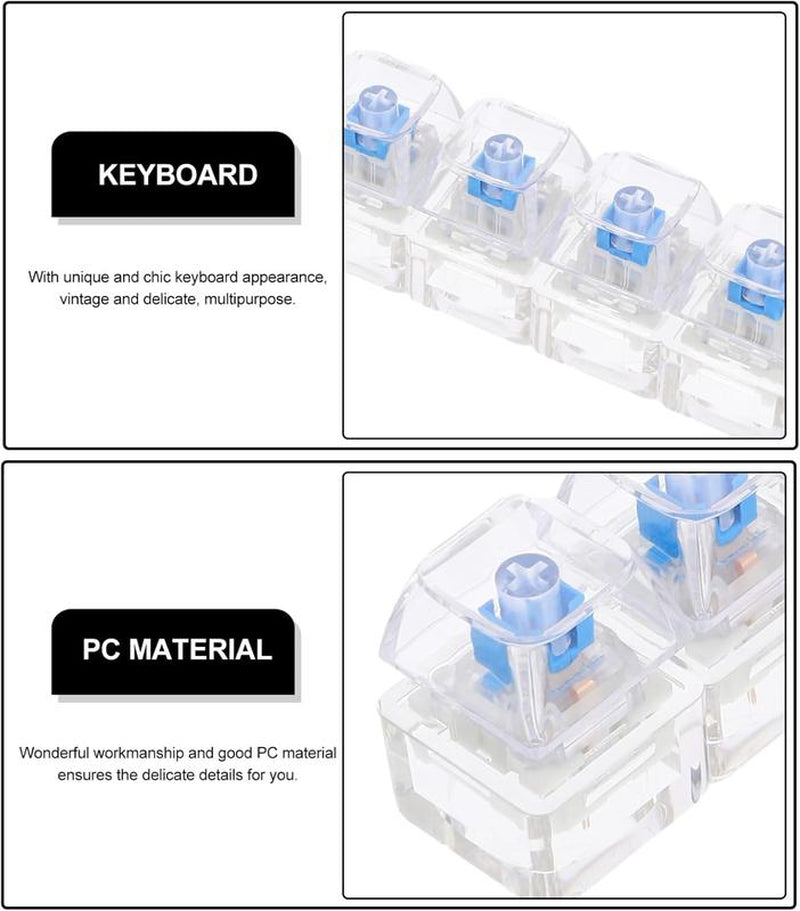 Keyboard Fidget Toys for Adult,Keyboard Fidget Keychain,Fidget Clicker with LED Light,4 in 1 Mechanical Fidget Keyboard for Release Stress,Easter Gifts,Birthday Gifts,Clear Blue