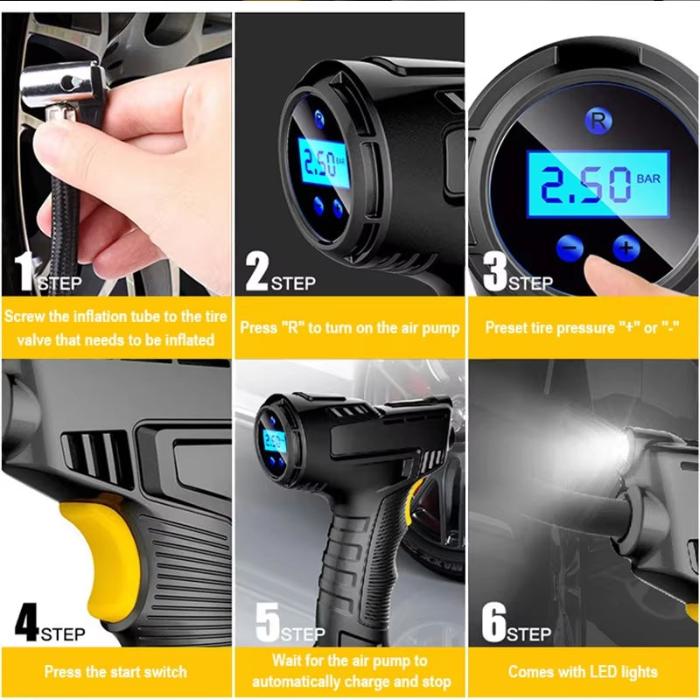 Wired / Wireless Car Compressor 120W Portable Digital Tire Inflator Car Automatic Tire Inflator Equipment for Car Bike